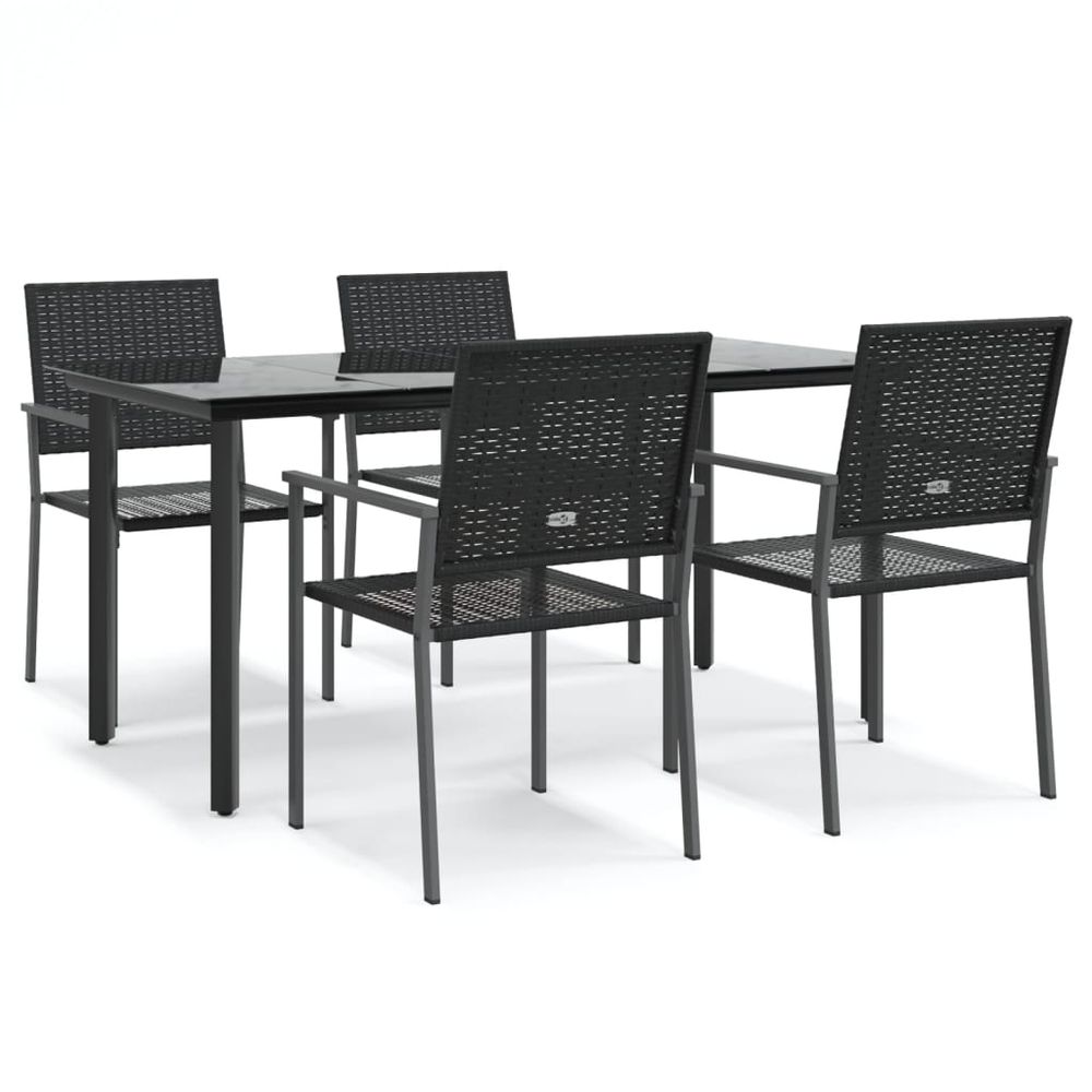Ensemble à manger de jardin 5 pcs résine tressée acier