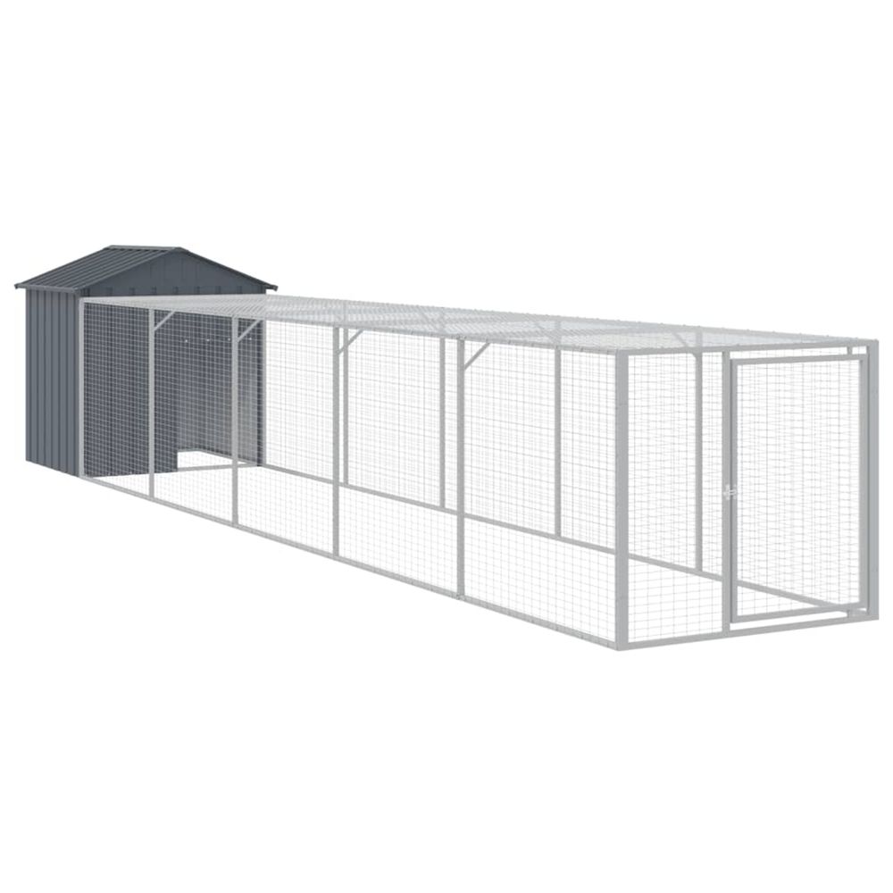 Poulailler avec cour anthracite 117x609x123 cm acier galvanisé