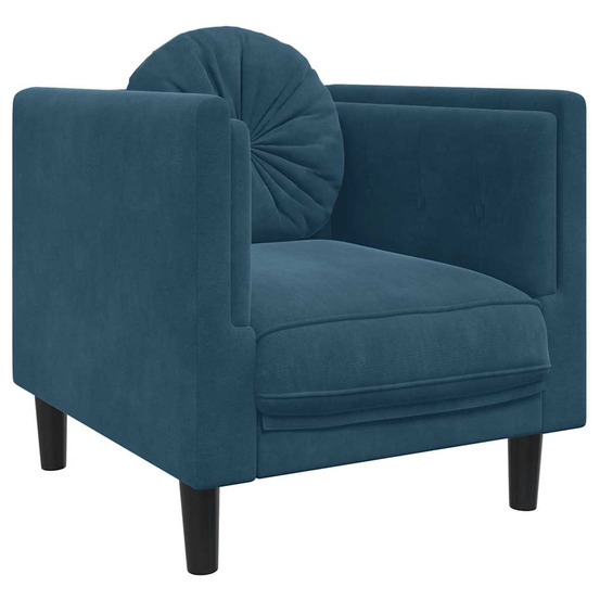 Fauteuil avec coussin bleu velours