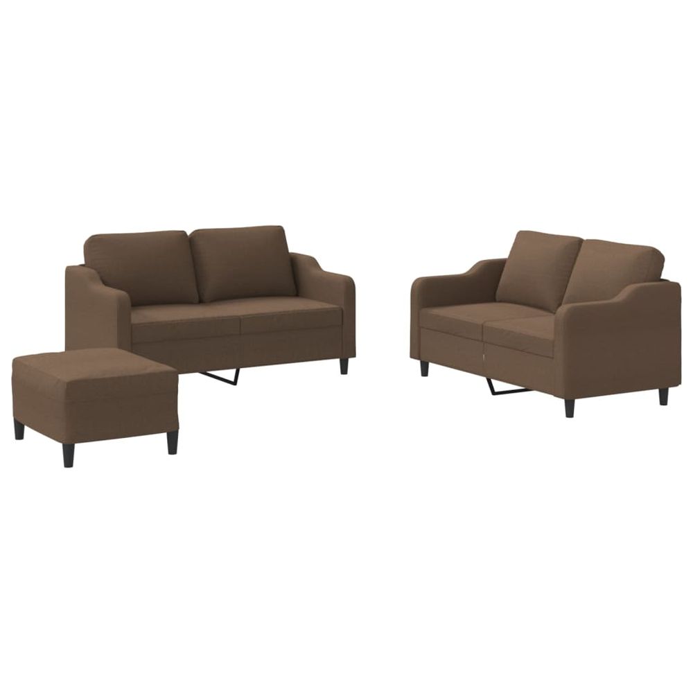 Ensemble de canapés 3 pcs avec coussins marron tissu