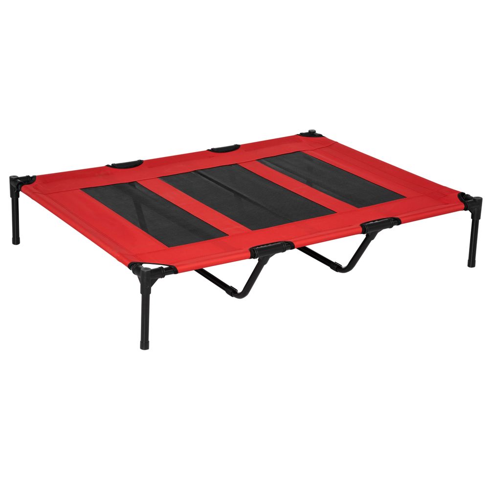 Lit sur pieds xxl pour chien chat lit de camp animal lit surélevé oxford textilène micro-perforé dim. 122l x 92l x 23h cm rouge