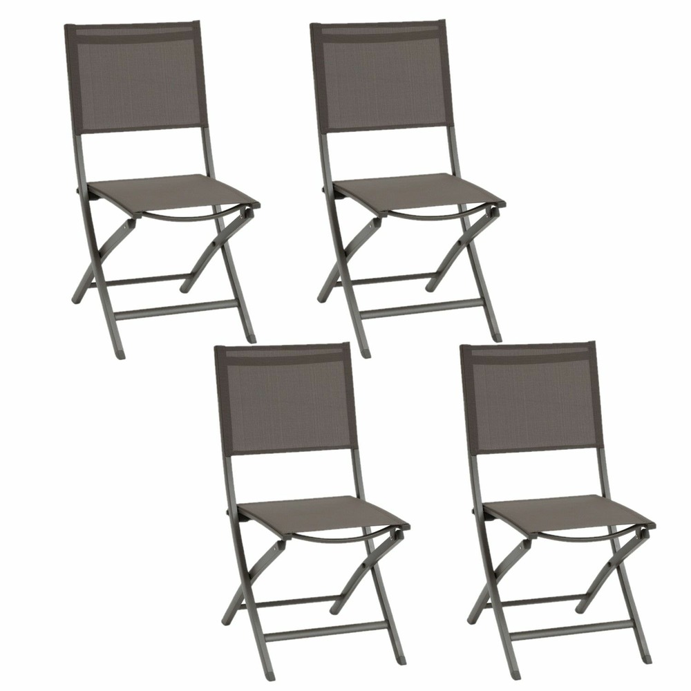 Lot de 4 chaises pliantes en aluminium et texaline essentia