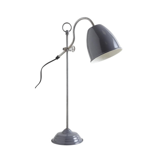 Lampe de bureau en métal laqué gris foncé