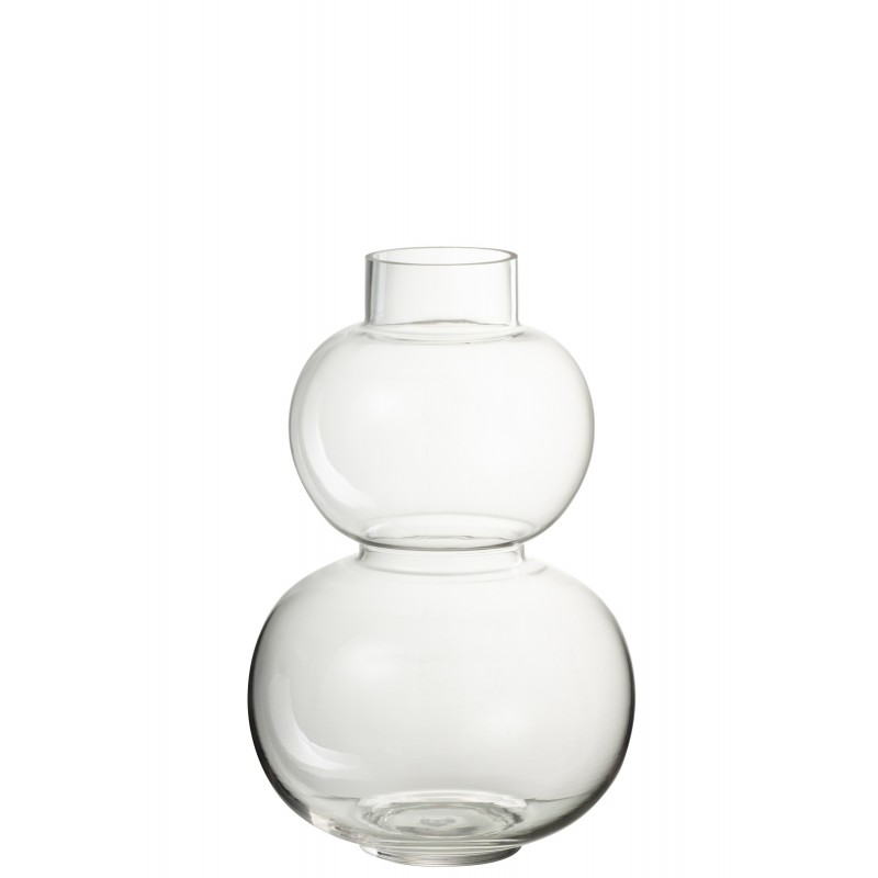 Vase 2 boules en verre transparent 19x19x28 cm