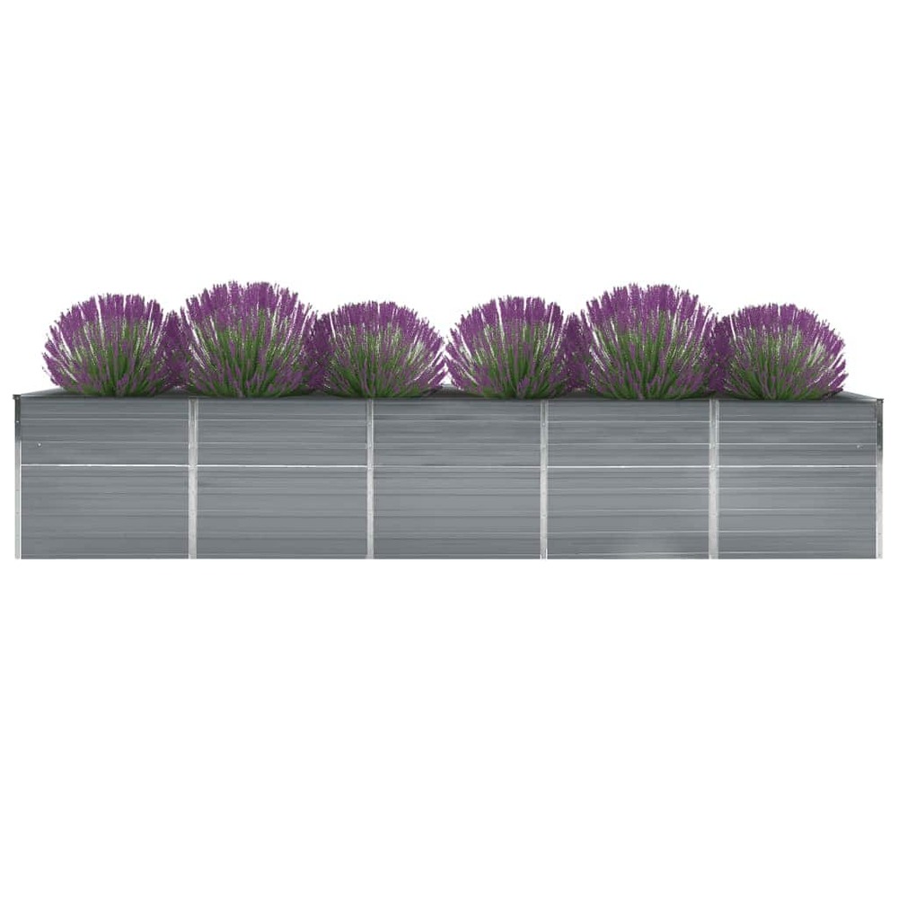 Lit surélevé de jardin acier galvanisé 400x80x77 cm gris