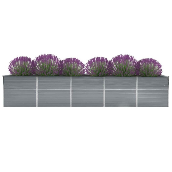 Lit surélevé de jardin acier galvanisé 400x80x77 cm gris