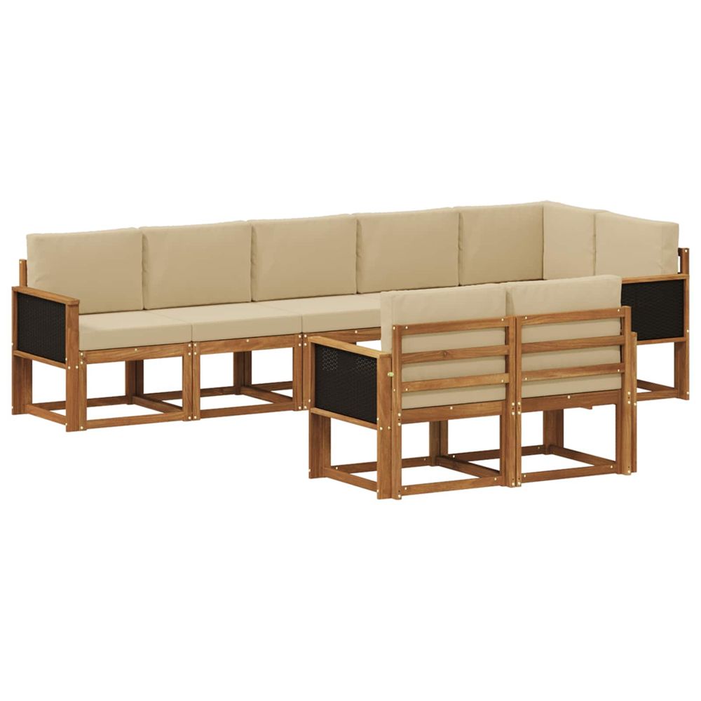 Ensemble de canapés d'extérieur 8 pc naturel et beige polyester