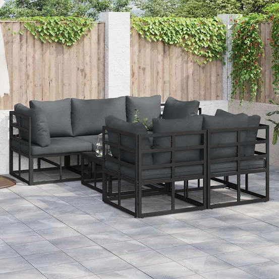 Ensemble de canapé de jardin avec coussin 6 pcs noir acier