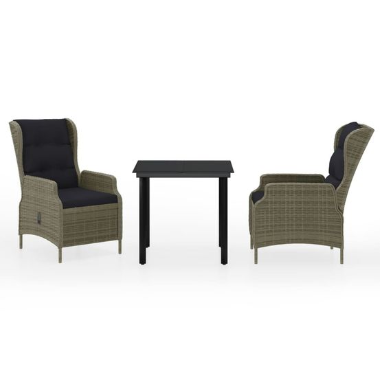 Ensemble à manger de jardin 3 pcs marron