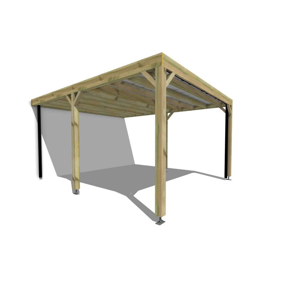 Carport bois adossé 1 voiture 20 m² • 4 x 5 m • hauteur de passage 2,37 m • sens largeur • livraison comprise