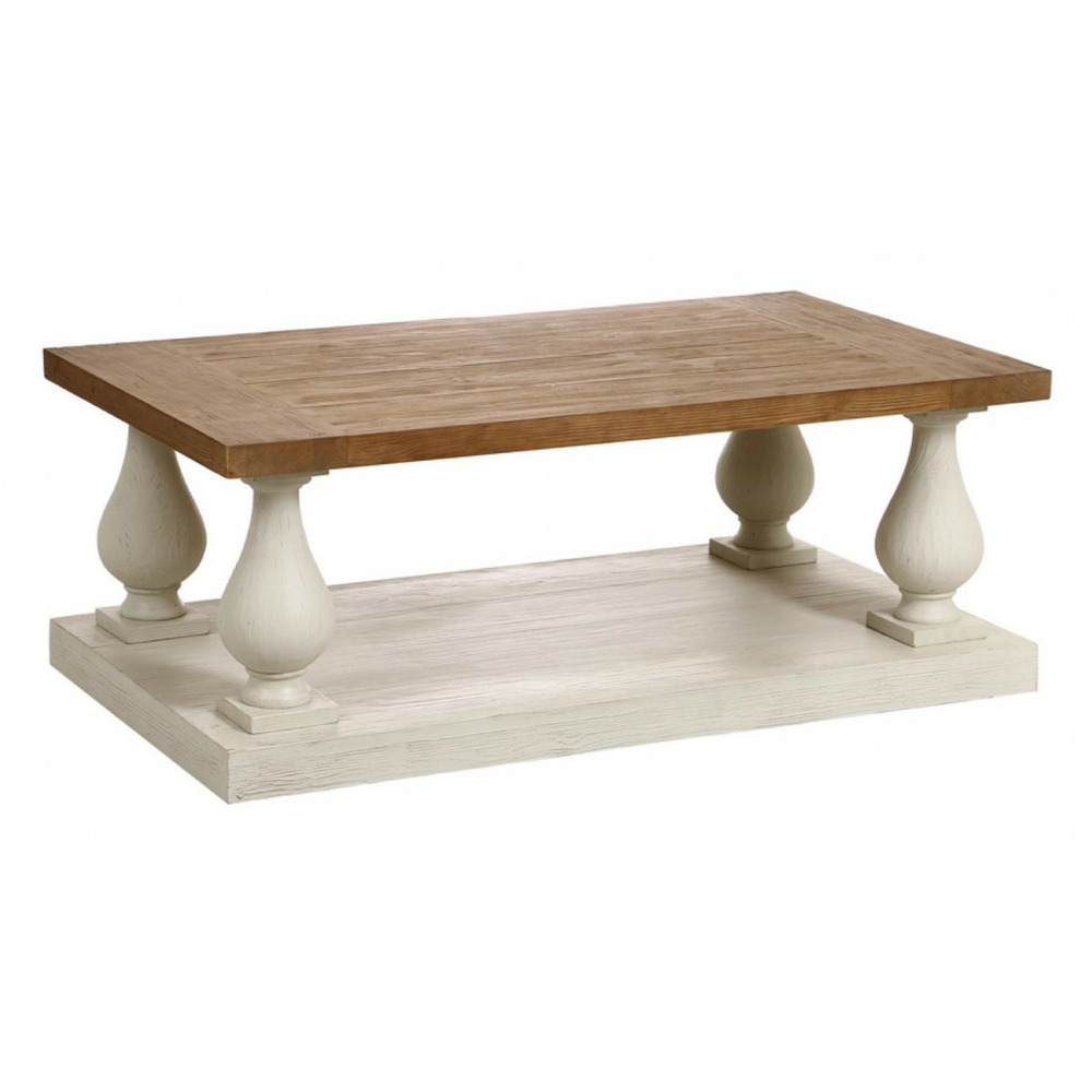 Table basse rectangulaire bois blanc - héritage interior's