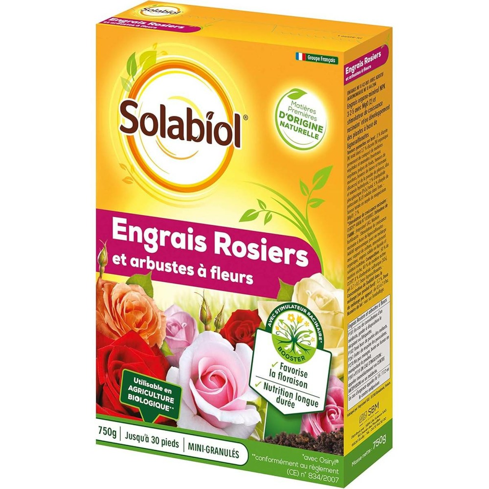 Solabiol engrais rosiers et arbustes a fleurs | 750g | nutrition longue durée |