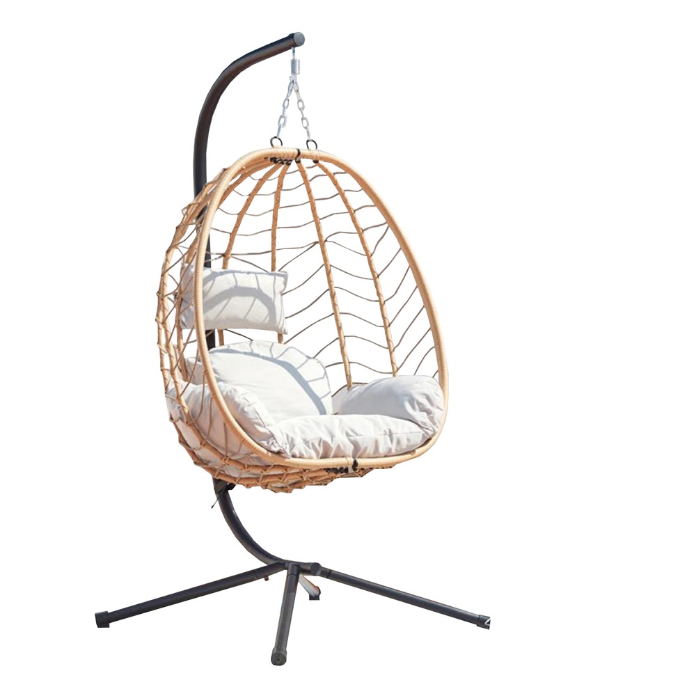 Fauteuil suspendu en résine effet rotin naturel lima