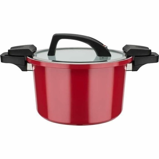 Cuiseur basse pression 24 cm 6 l - aluminium forgé - induction - rouge