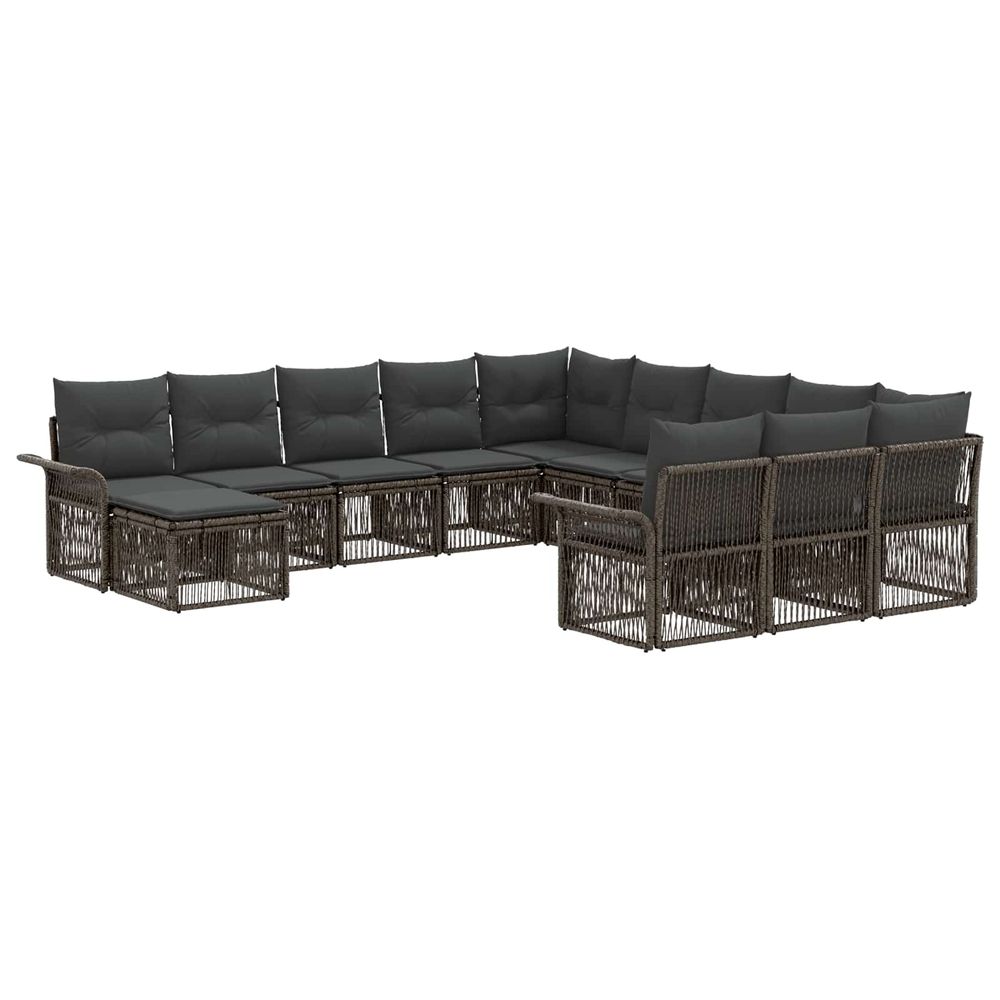 Ensemble de canapé de jardin 12 pc gris et gris foncé polyrotin