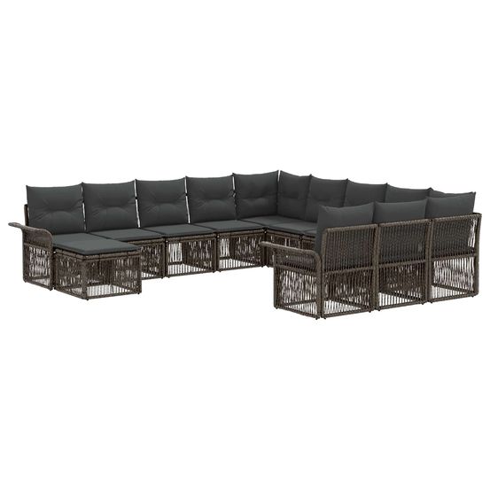 Ensemble de canapé de jardin 12 pc gris et gris foncé polyrotin