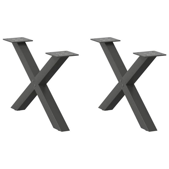 Pieds de table basse en forme de x 2 pièces anthracite 60 x (30-31) cm acier