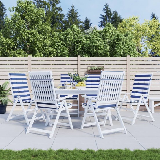 Coussins de chaise à dossier haut lot de 6 rayures bleu/blanc