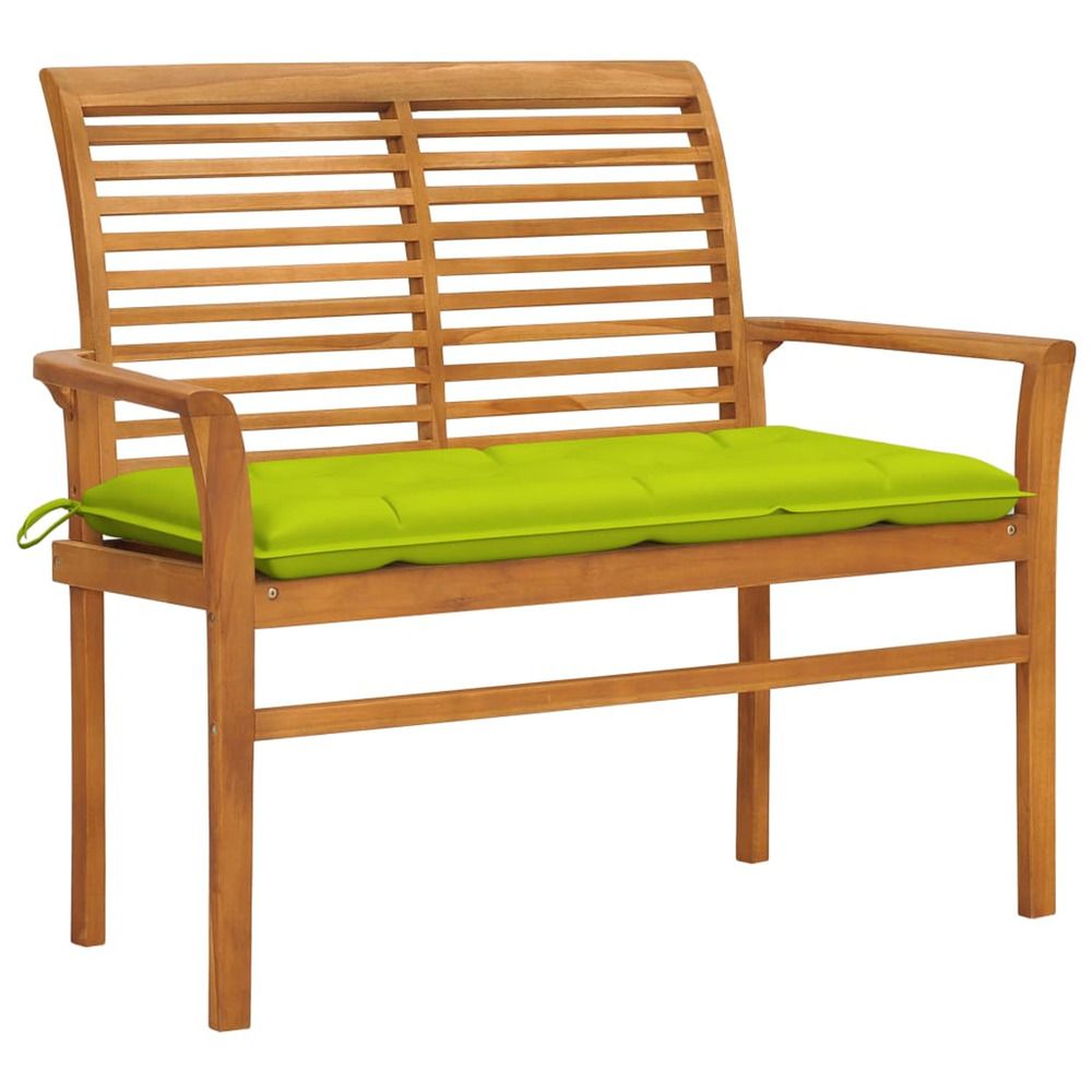 Banc de jardin avec coussin vert vif 112 cm bois de teck massif