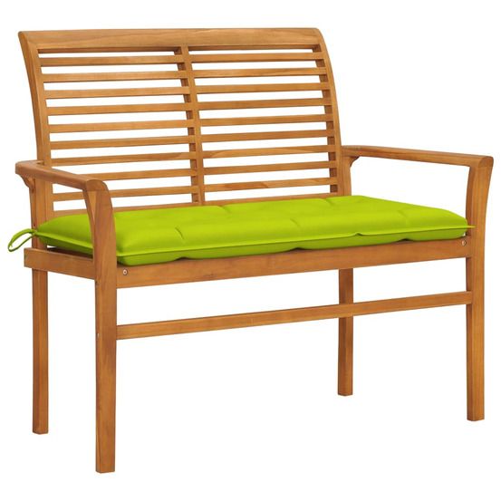 Banc de jardin avec coussin vert vif 112 cm bois de teck massif