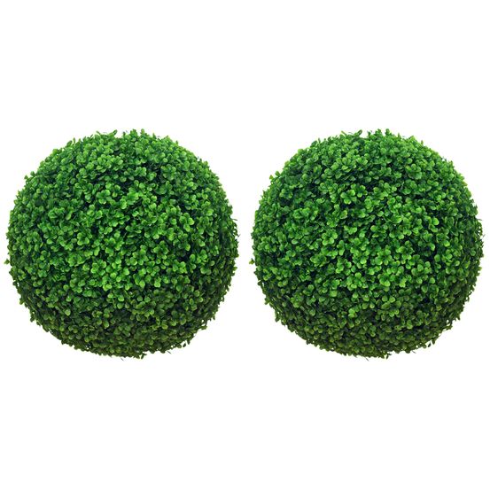 Lot de 2 boules de buis artificielles pe décoration bucolique anti-uv 40cm vert