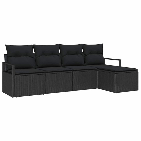Ensemble de canapé de jardin 5 pcs noir poly rotin