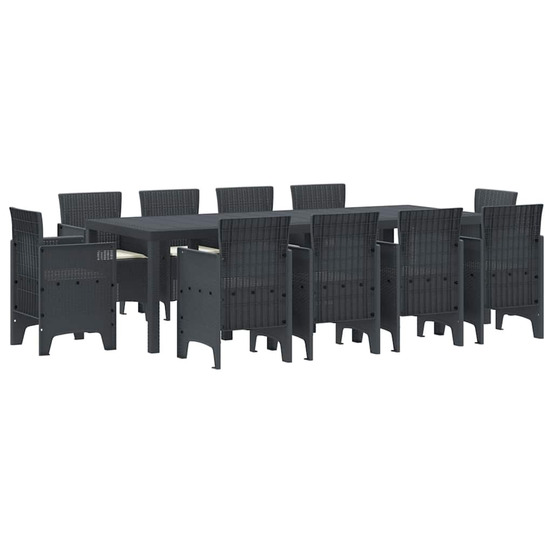 Ensemble de salle à manger pour jardin 11 pcs anthracite
