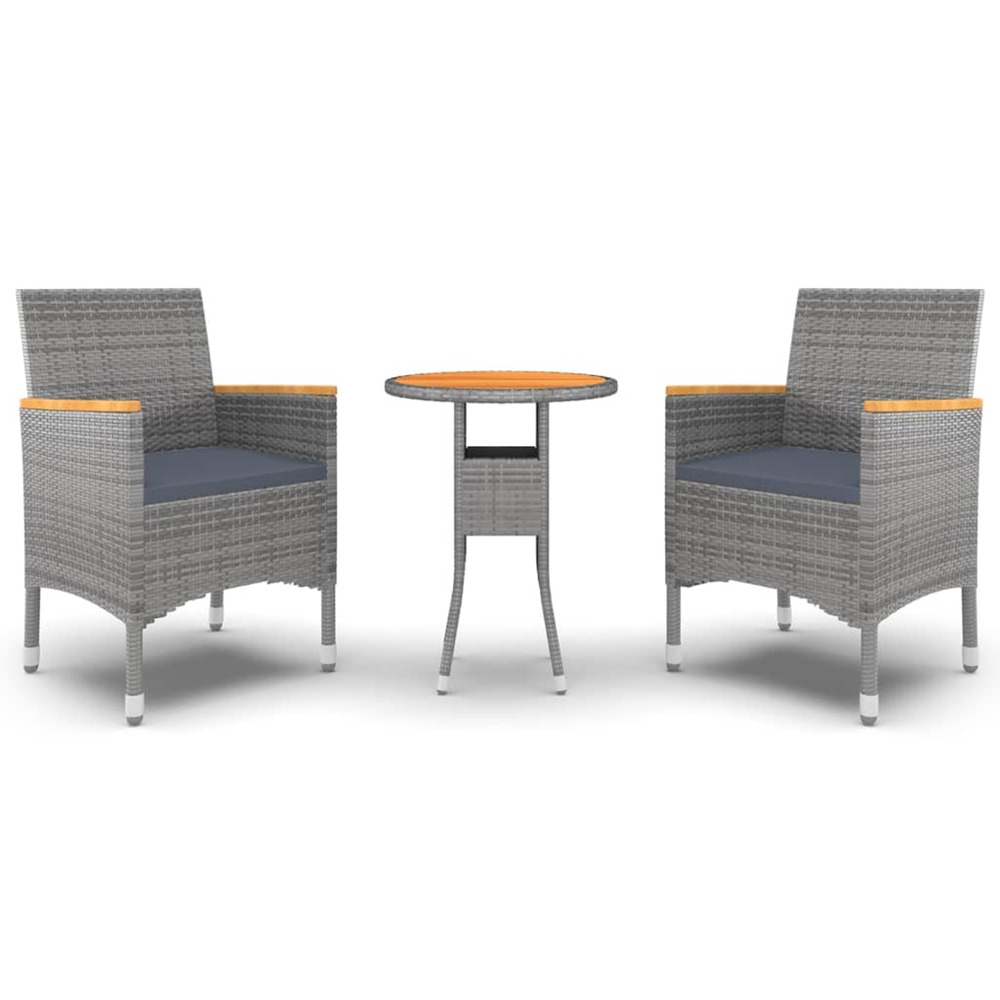 Ensemble à manger de jardin 3 pcs résine tressée gris