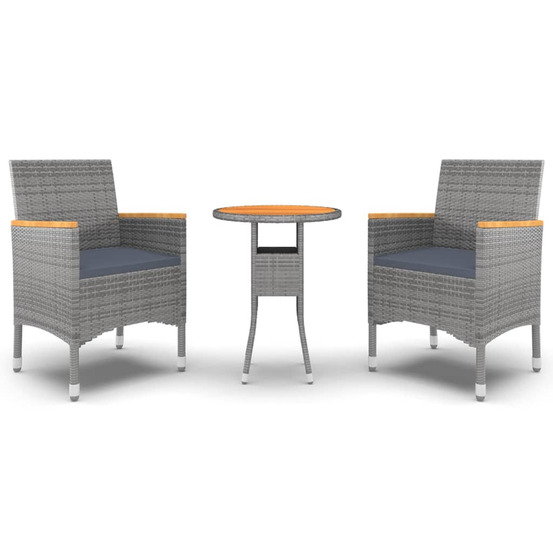 Ensemble à manger de jardin 3 pcs résine tressée gris