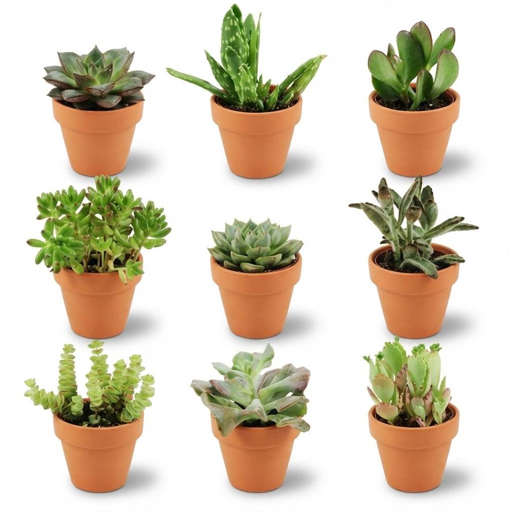 Mini mélange de succulentes - pot de 8cm - hauteur: 5-10 cm - pots en terre cuite