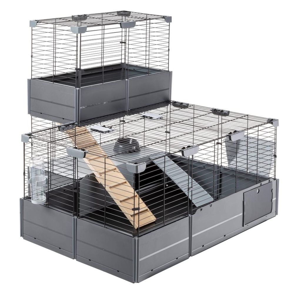 Cage à lapins multipla double 107,5x72x96,5 cm noir