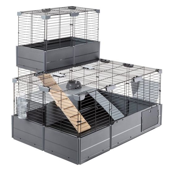 Cage à lapins multipla double 107,5x72x96,5 cm noir