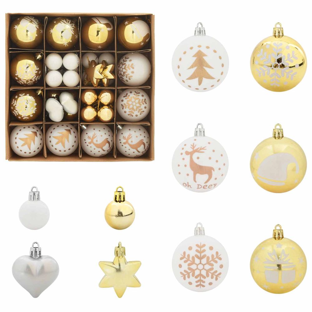 Ensemble de boules de noël 40 pc blanc et or ø 6 cm plastique