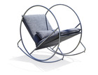 Caprera - fauteuil à bascule de jardin en inox et toile plastifiée grise