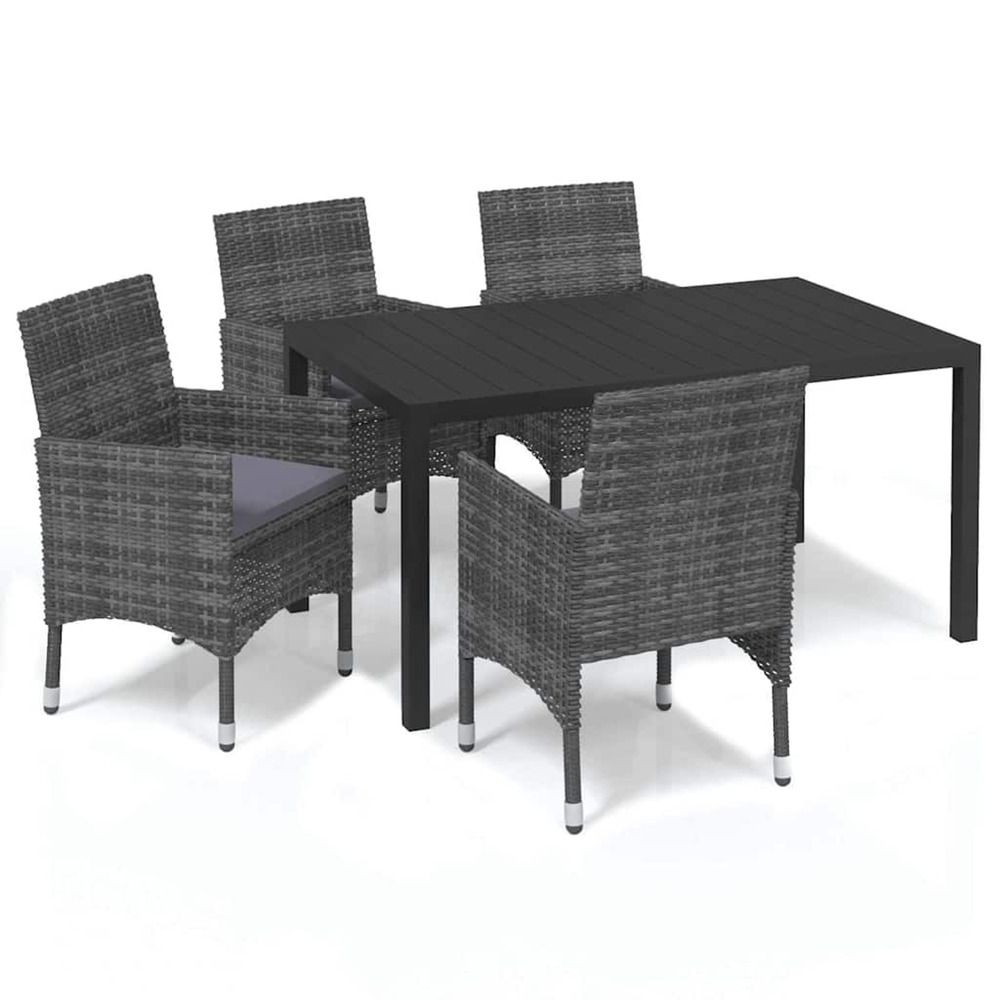 Ensemble à manger de jardin coussins 5pcs résine tressée gris