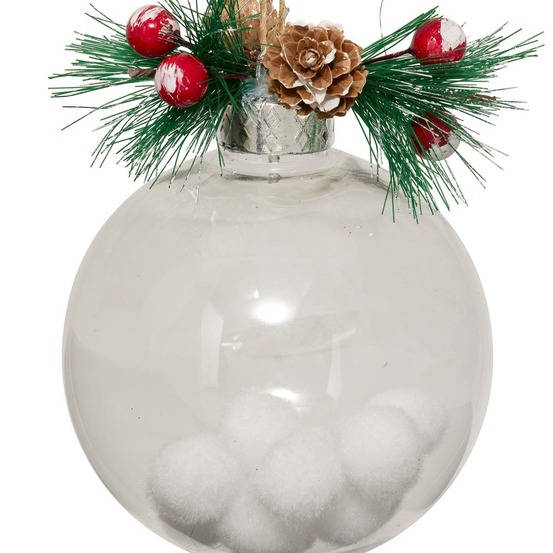 Boule intérieur feuilles d.10cm blanc assorti