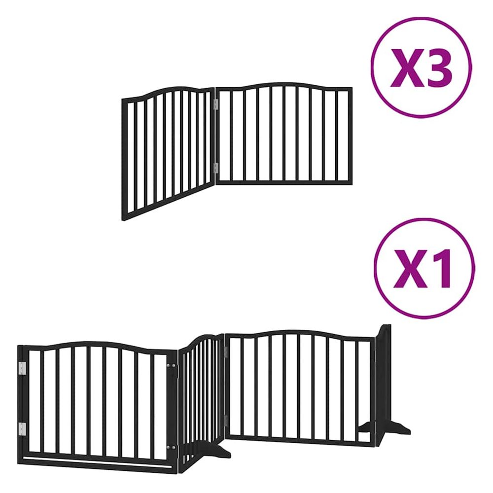 Barrière pour chien porte pliable 10panneaux noir bois peuplier
