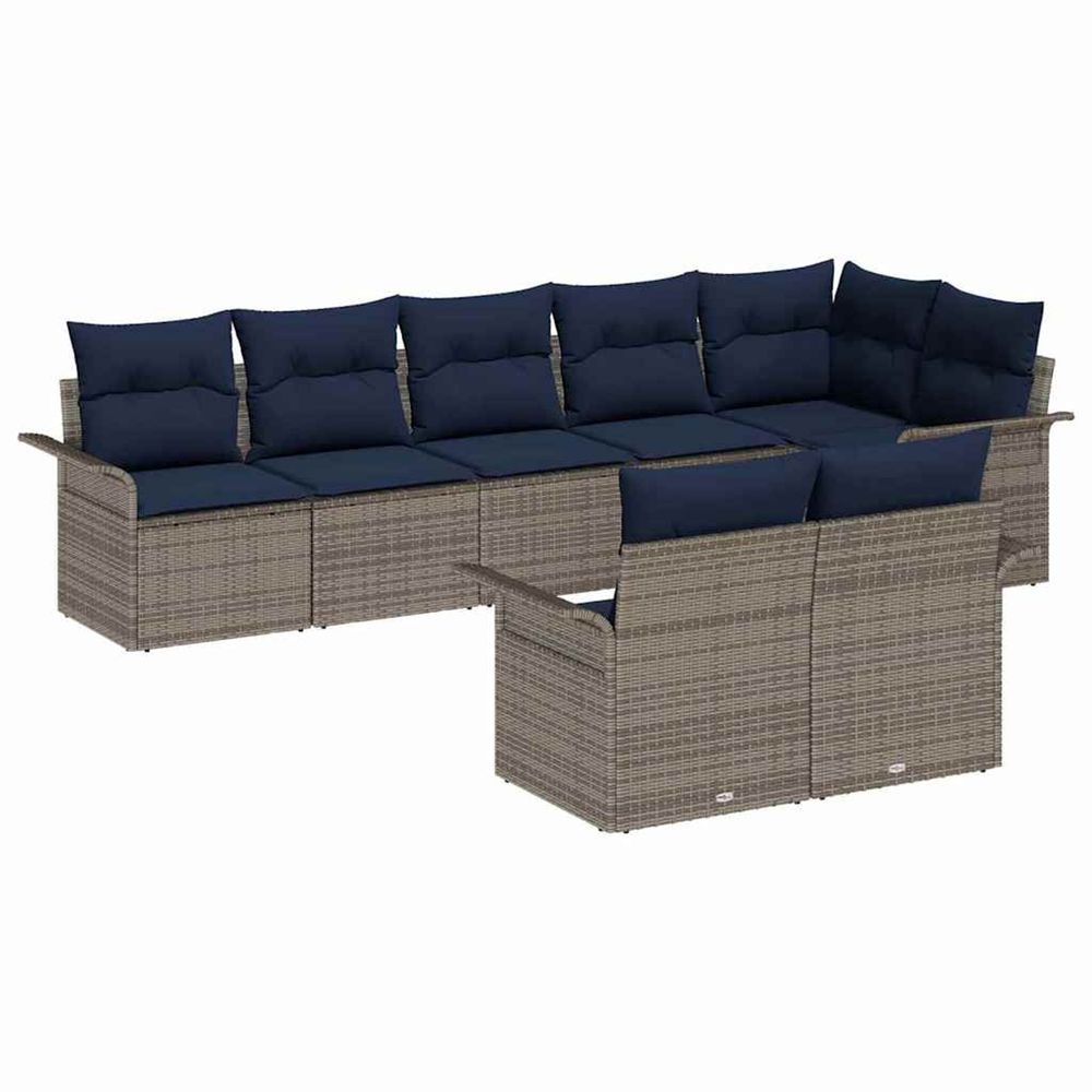 Ensemble de canapé de jardin 8 pc gris polyrotin