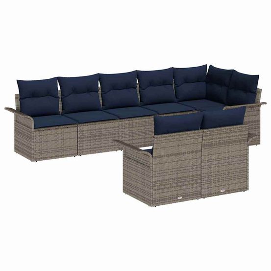 Ensemble de canapé de jardin 8 pc gris polyrotin