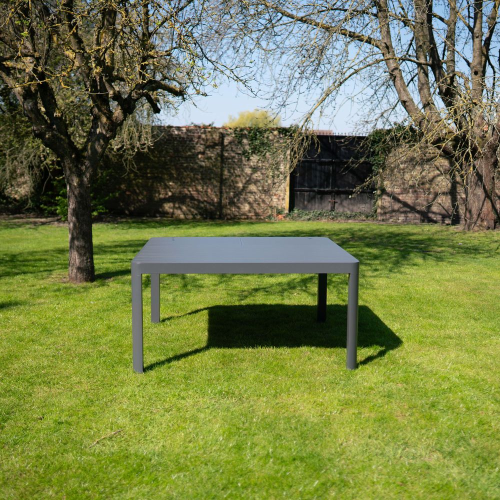 Table de jardin aluminium anthracite 4/8 places extensible como