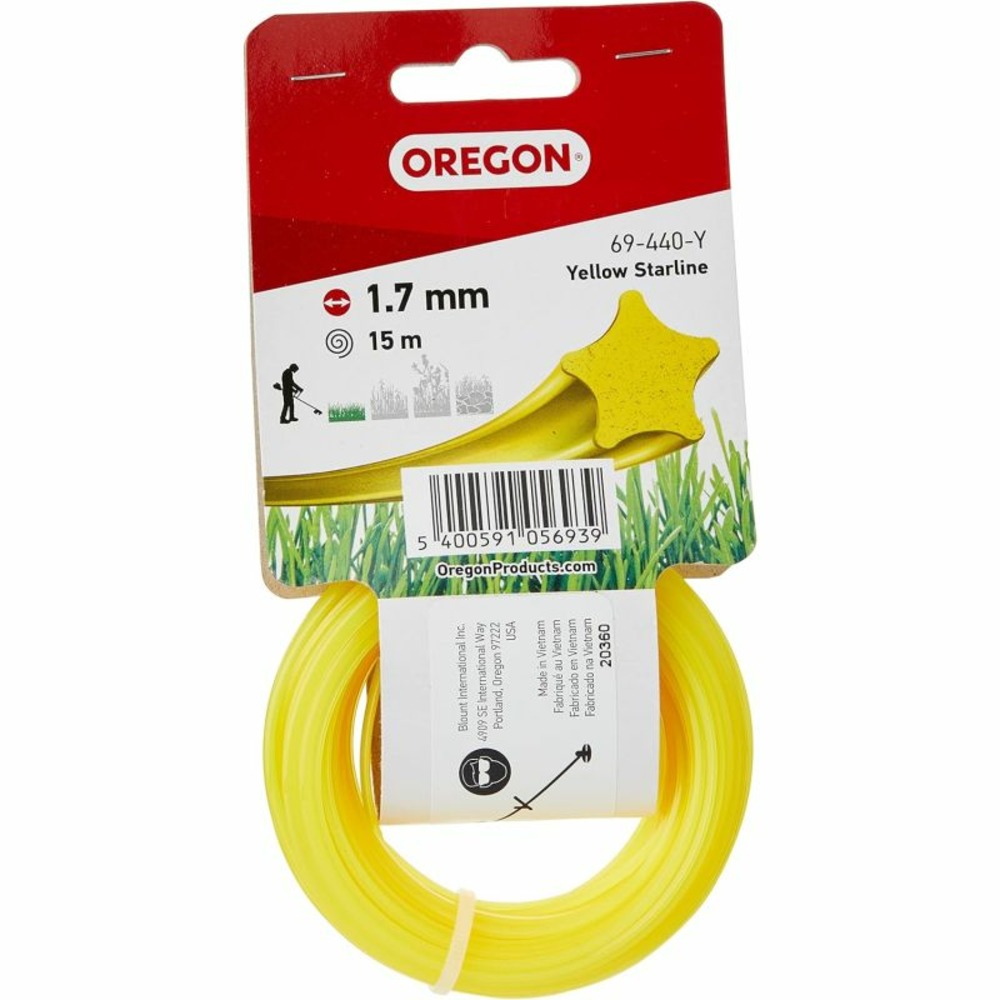 Fil débroussailleuse etoile nylon jaune ø1.7mm/15m oregon 69-440-y