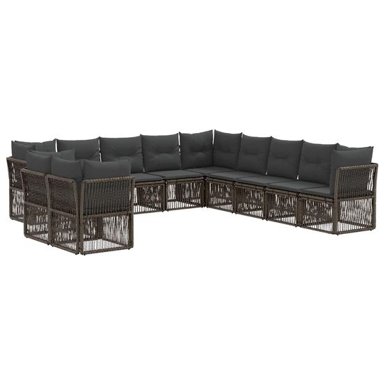 Ensemble de canapé de jardin 11 pc gris polyrotin