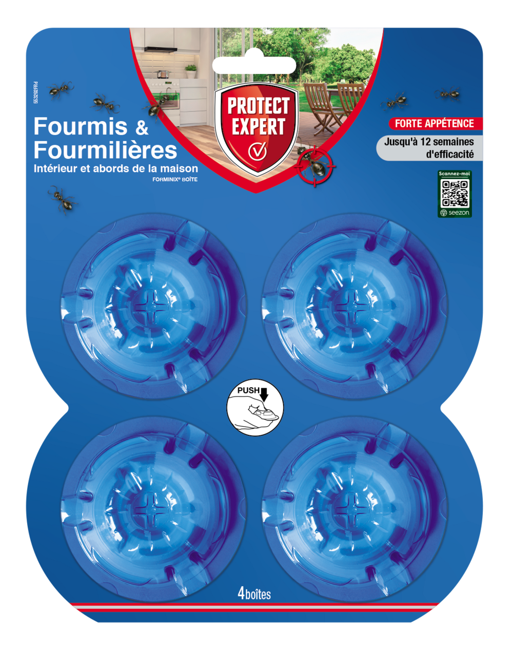 Fboit4n - lot de 4 boites anti fourmis - effets visibles dès la première semaine et durant 12 semaines