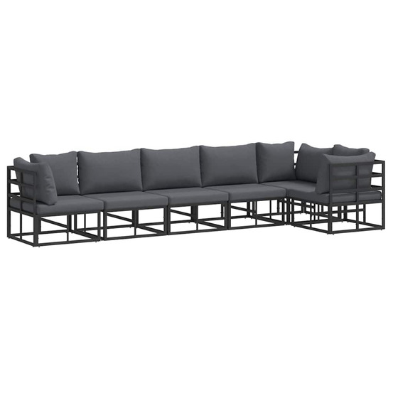 Ensemble de canapé de jardin avec coussin 6 pcs noir aluminium