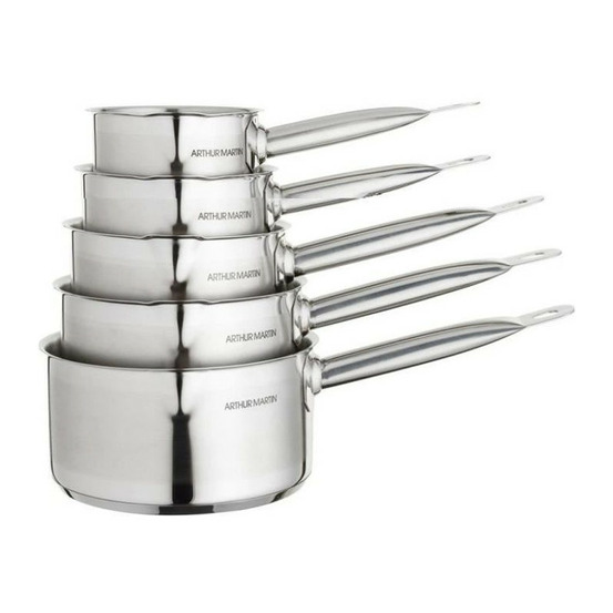 Arthur martin set de de 5 casseroles - acier inoxydable - intérieur satiné avec graduation - bec verseur - tous feux dont indu