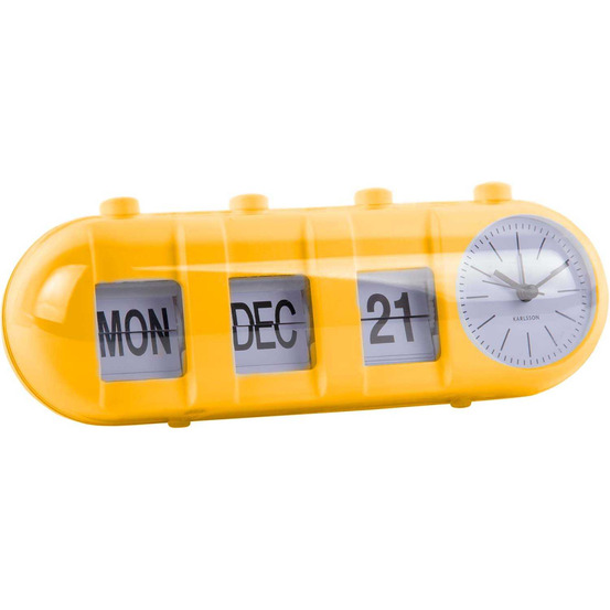 Réveil retro tube calendar flip jaune