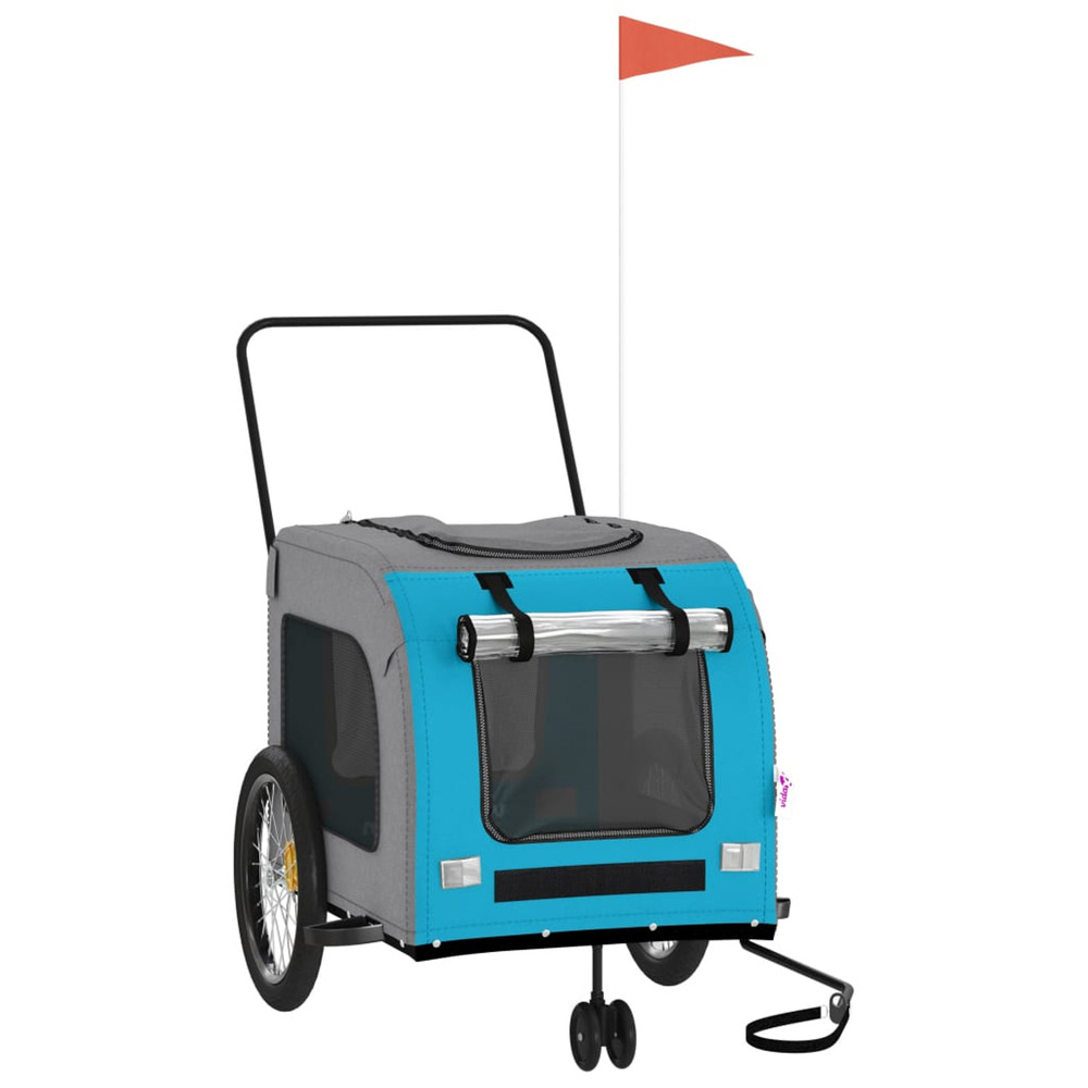 Remorque de vélo pour animaux de compagnie bleu et gris