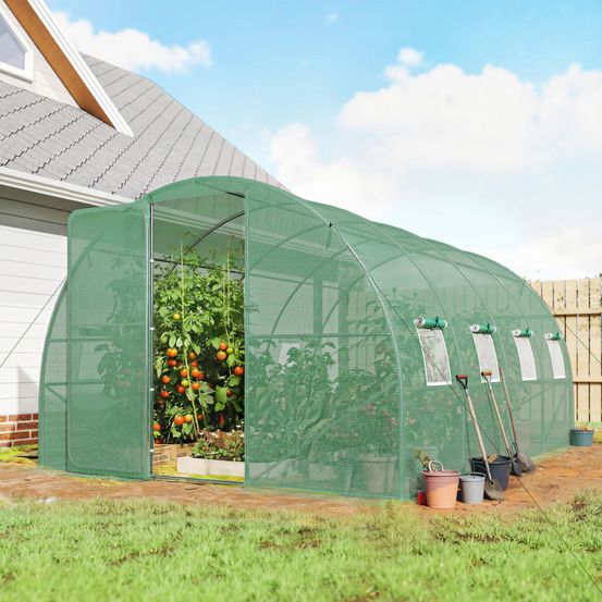 Serre tunnel de jardin pe 140 g/m² 2,95 x 4 x 2 m verte pour potager et cultures - comfortxl outdoor living