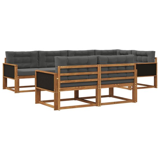 Ensemble de canapés d'extérieur 8 pc naturel et anthracite