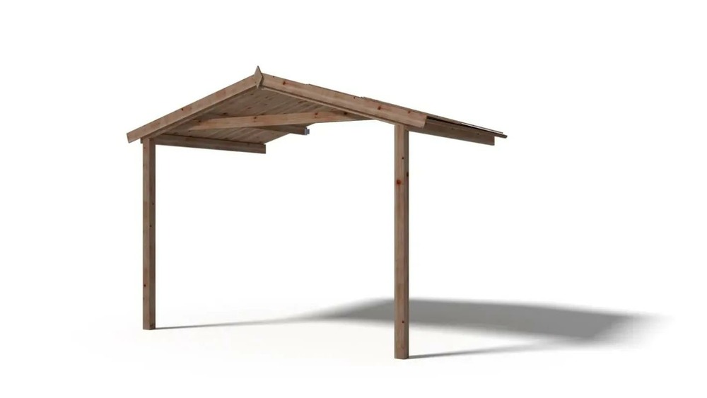 Avant-toit en bois 3x2m pour le chalet de jardin 3m, traité, marron - dom146 - altanka
